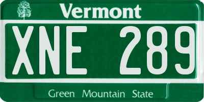 VT license plate XNE289