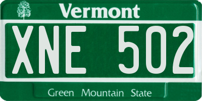 VT license plate XNE502