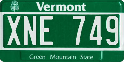VT license plate XNE749