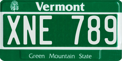 VT license plate XNE789