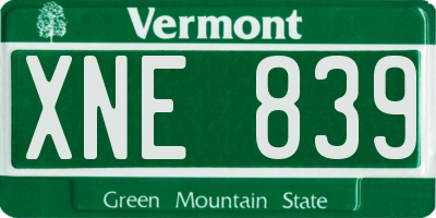 VT license plate XNE839