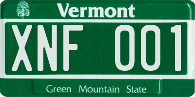 VT license plate XNF001
