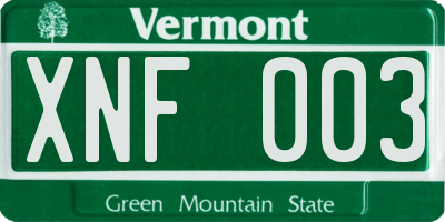 VT license plate XNF003