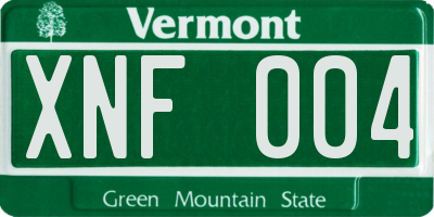VT license plate XNF004
