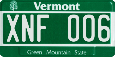 VT license plate XNF006
