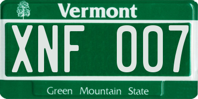 VT license plate XNF007
