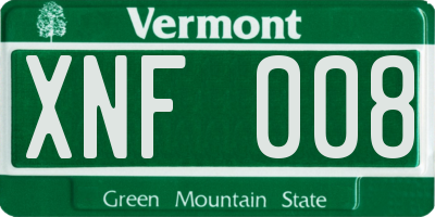 VT license plate XNF008