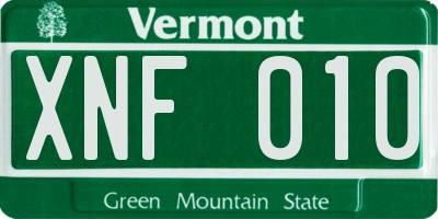 VT license plate XNF010