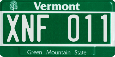 VT license plate XNF011
