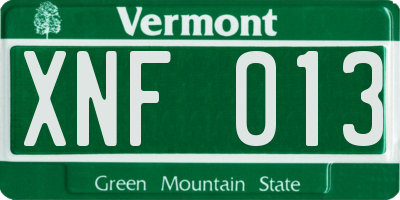 VT license plate XNF013