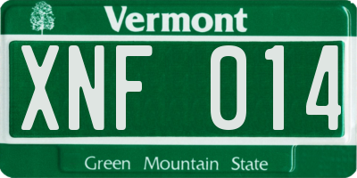 VT license plate XNF014