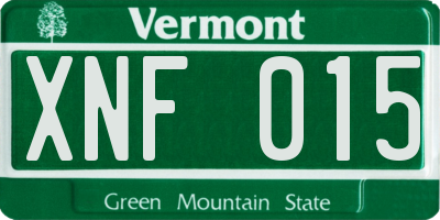 VT license plate XNF015
