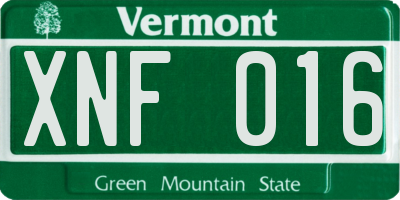 VT license plate XNF016