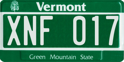 VT license plate XNF017