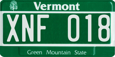 VT license plate XNF018