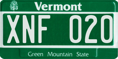 VT license plate XNF020