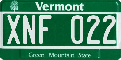 VT license plate XNF022