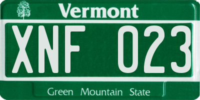 VT license plate XNF023