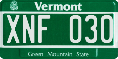 VT license plate XNF030