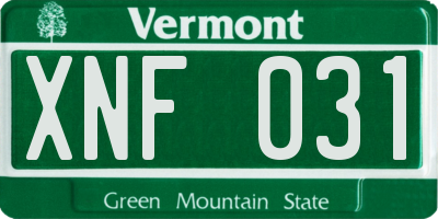 VT license plate XNF031