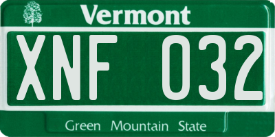 VT license plate XNF032