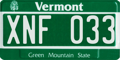 VT license plate XNF033