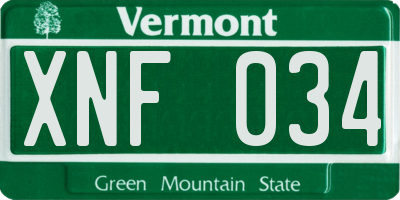 VT license plate XNF034