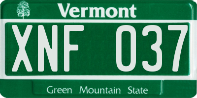 VT license plate XNF037