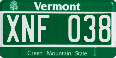 VT license plate XNF038