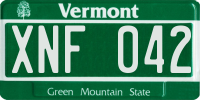 VT license plate XNF042