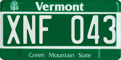 VT license plate XNF043