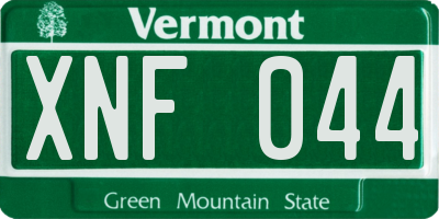 VT license plate XNF044