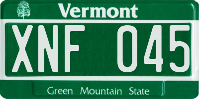 VT license plate XNF045