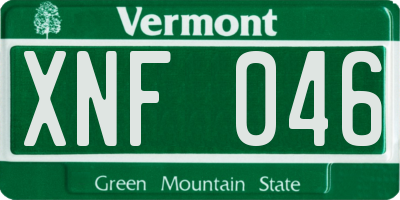VT license plate XNF046