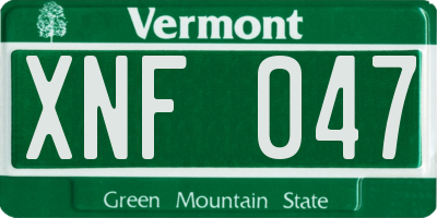 VT license plate XNF047