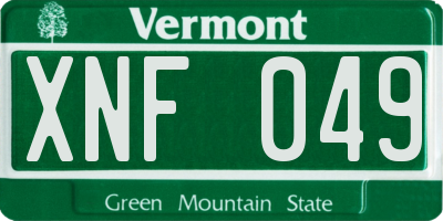 VT license plate XNF049