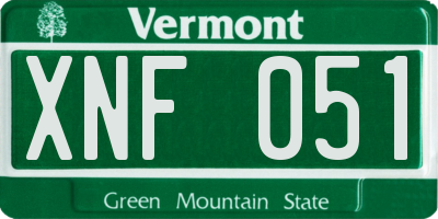 VT license plate XNF051