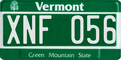 VT license plate XNF056