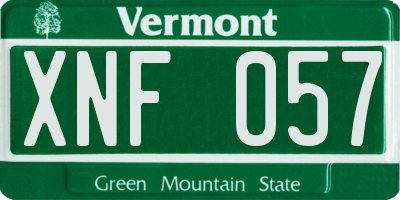VT license plate XNF057