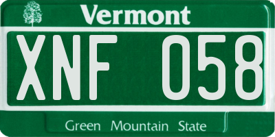 VT license plate XNF058