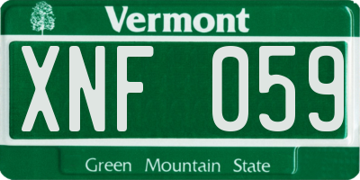 VT license plate XNF059