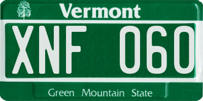 VT license plate XNF060