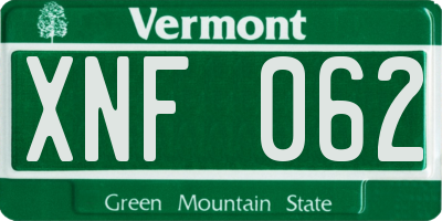VT license plate XNF062