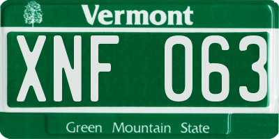 VT license plate XNF063