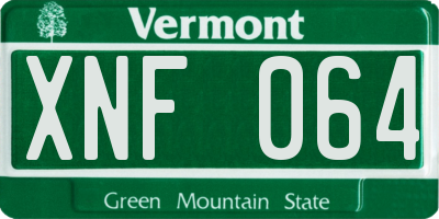 VT license plate XNF064