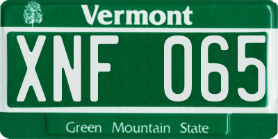 VT license plate XNF065