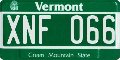 VT license plate XNF066