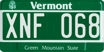 VT license plate XNF068