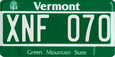 VT license plate XNF070