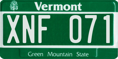 VT license plate XNF071